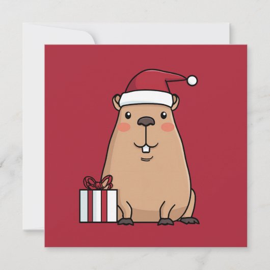 Vakantieplezier in Santa Capybara Feestdagenkaart (Voorkant)