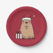 Vakantieplezier in Santa Capybara Papieren Bordje (Voorkant)