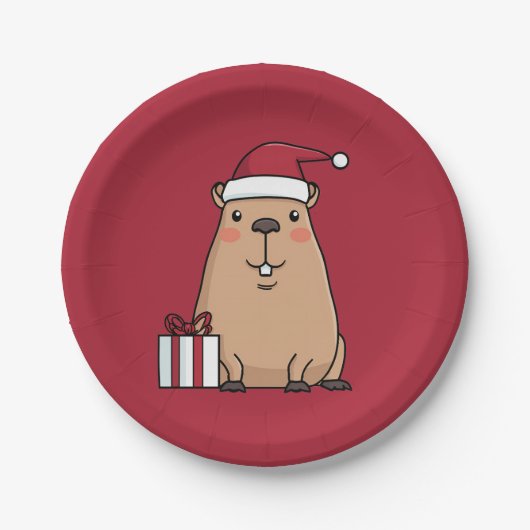 Vakantieplezier in Santa Capybara Papieren Bordje (Voorkant)