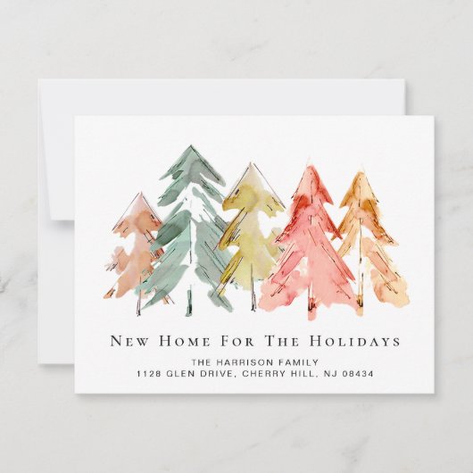 Vakantiepomp Bosboombossen Waterverf verplaatsen Aankondiging (Voorkant)