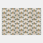 Vakantiepompen en -bomen die papierbladen overvull inpakpapier vel (Voorkant 2)