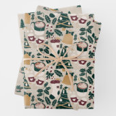 Vakantiepompen en -bomen die papierbladen overvull inpakpapier vel (In situ)