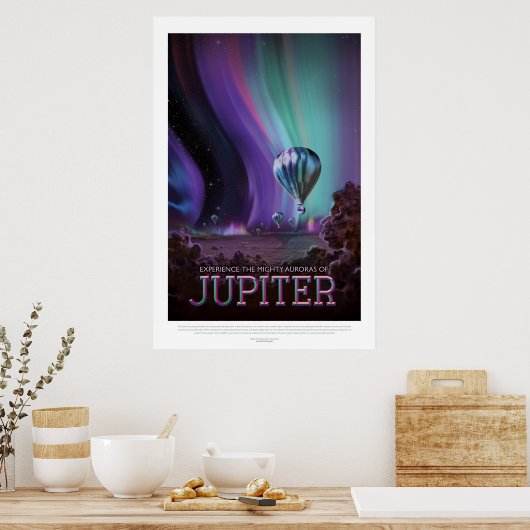 Vakantiepresentatie Jovian Aurora space destinatio Poster (Keuken)