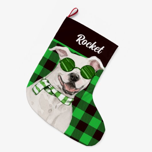 Vakantieput Bull en Green Play Dog's Name Grote Kerstsok (Voorkant (Hangend))