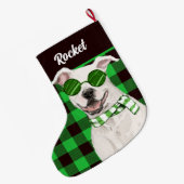 Vakantieput Bull en Green Play Dog's Name Grote Kerstsok (Achterkant (Hangend))