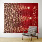 Vakantierachtergrond Gold Red Merry-kerstbomen Wandkleed (In Situ (horizontaal))