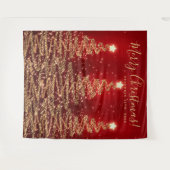 Vakantierachtergrond Gold Red Merry-kerstbomen Wandkleed (Voorkant (horizontaal))