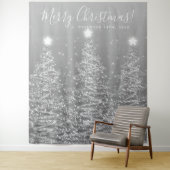 Vakantierachtergrond Silver Merry-kerstbomen Wandkleed (In situ)