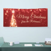 Vakantiereeks Naam Gold Red Kerstlampjes Spandoek (Beurs)