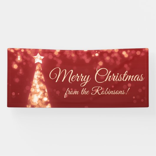 Vakantiereeks Naam Gold Red Kerstlampjes Spandoek (Horizontaal)