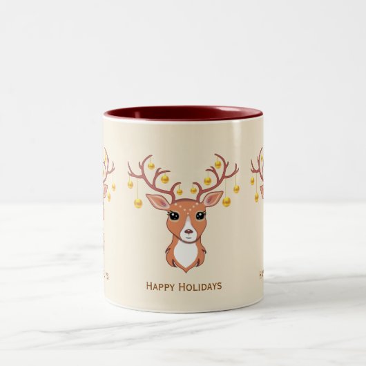 Vakantiereinde met kerstballen tweekleurige koffiemok (Center)