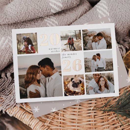 Vakantierraster | Moderne fotocollage-Folie Folie Feestdagenkaart