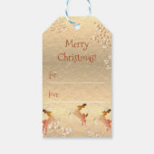 Vakantierrendieren Snowflakes op Roos Gold Cadeaulabel (Achterkant)