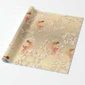 Vakantierrendieren Snowflakes op Roos Gold Cadeaupapier (Uitgerold)