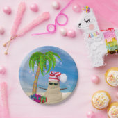 Vakantierstrand Zandzand Man met palmboom Papieren Bordje (Feest)