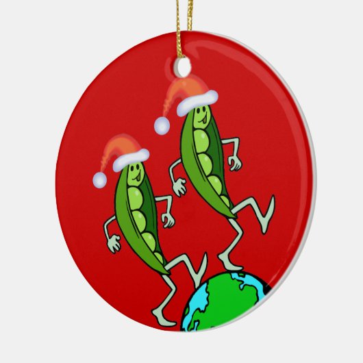 Vakantierwten op aarde keramisch ornament (Links)