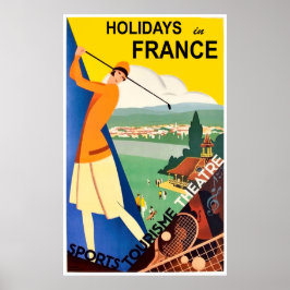 Vakanties in Frankrijk, sporttoerisme, zomer, vint Poster
