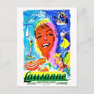 Vakanties in Lausanne, Zwitserland, vintage reis Briefkaart