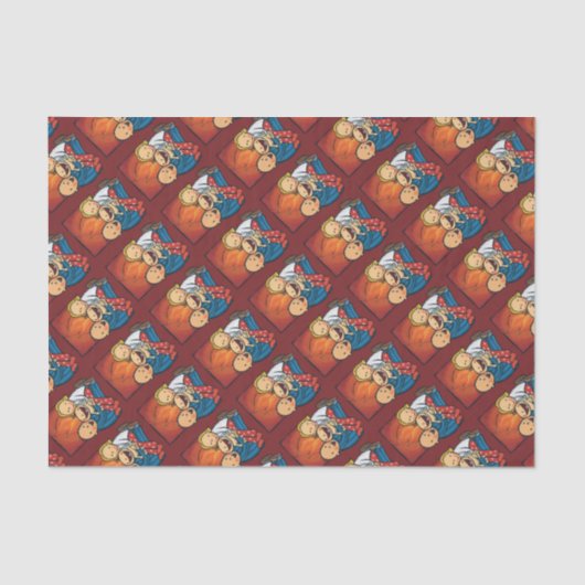 Vakantiescenario: Familie voor de haard Tissuepapier (Voorkant)