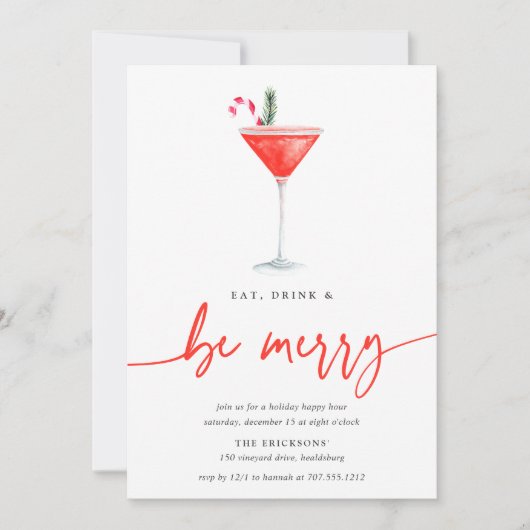 vakantiescoktail | Eet Drink en wees vrolijk feest Kaart (Voorkant)