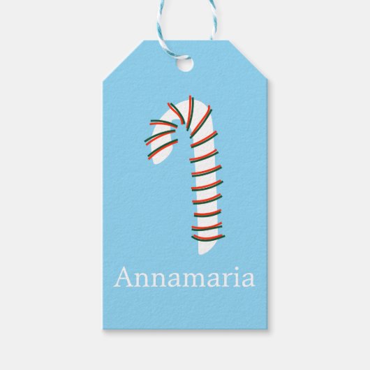 Vakantieseizoen Artistic Candy Cane Cadeaulabel (Voorkant)