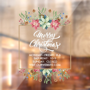 Vakantieseizoen Botanische stoffen met winkeluren Raamsticker