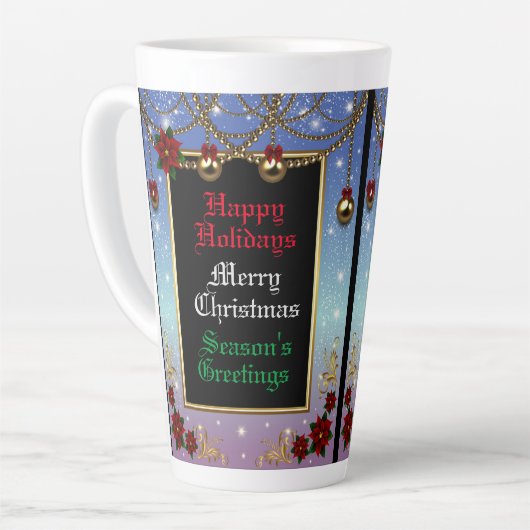 Vakantieseizoen Decoraties Blauw Lijst Latte Mok (Linkerhoek)