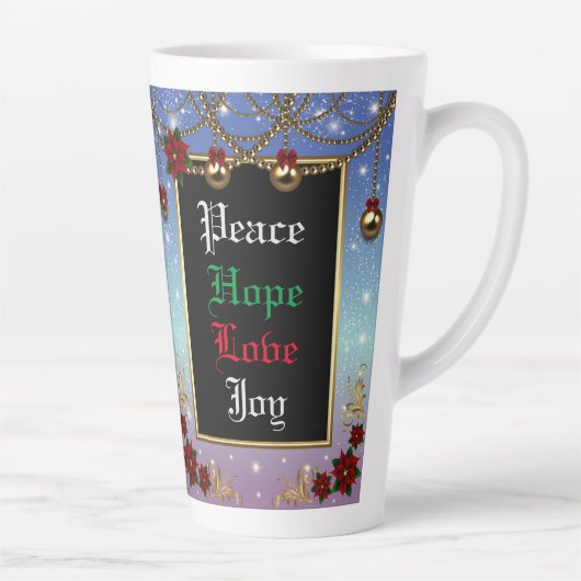 Vakantieseizoen Decoraties Blauw Lijst Latte Mok (Rechts)