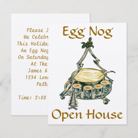Vakantieseizoen Egg Nog Open House Kaart (Voorkant / Achterkant)