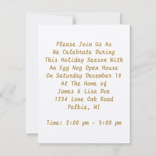 Vakantieseizoen Egg Nog Open House Kaart (Achterkant)