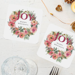 Vakantieseizoen Joy Wreath Botanical Kartonnen Onderzetters