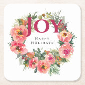 Vakantieseizoen Joy Wreath Botanical Kartonnen Onderzetters (Voorkant)
