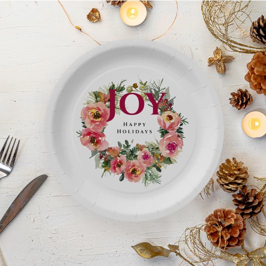 Vakantieseizoen Joy Wreath Botanical Papieren Bordje