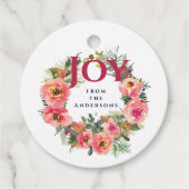 Vakantieseizoen Pink Joy Wreath Botanical Bedankjes Labels (Voorkant)