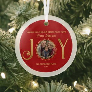 Vakantieseizoen Vrede Liefde en Vreugde Wensend Glas Ornament