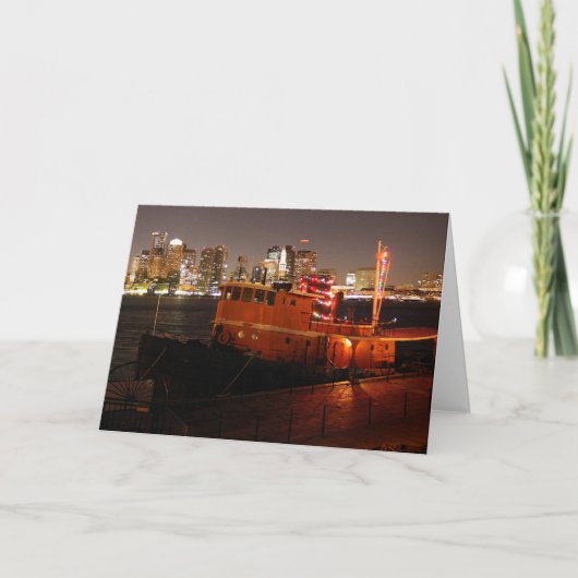 vakantiesleepboot feestdagen kaart (Voorkant)