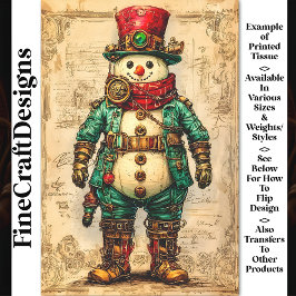 Vakantiesneeuwman Steampunk Sfeer BL2 Decoupage Tissuepapier