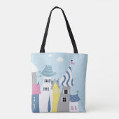 Vakantiesoestische stad geïllustreerd op maat tote bag (Achterkant)