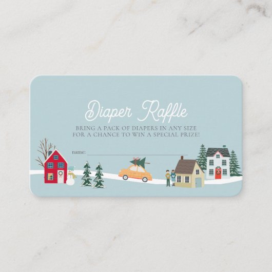Vakantiestad/dorp Blue Diaper Raffle Ticket Informatiekaartje (Voorkant)