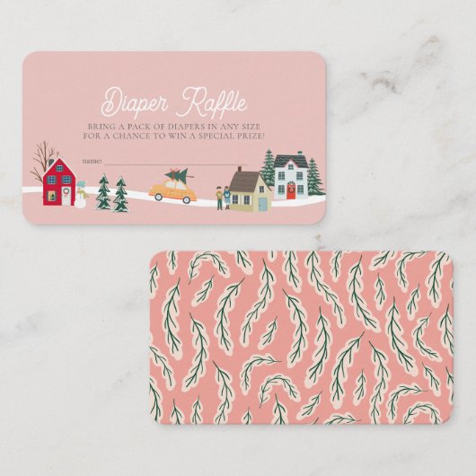 Vakantiestad/dorp Roze Luier Raffle Ticket Informatiekaartje (Voorkant / Achterkant)