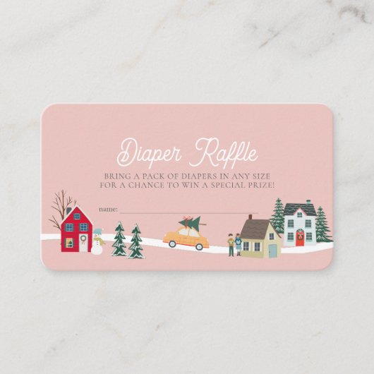 Vakantiestad/dorp Roze Luier Raffle Ticket Informatiekaartje (Voorkant)