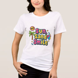 Vakantiestemming – Zon, Zand, Glimlach Cartoon Dam Tri-Blend Shirt