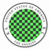 Vakantiesticker voor zwarte en groene checkboard sticker (Voorkant)