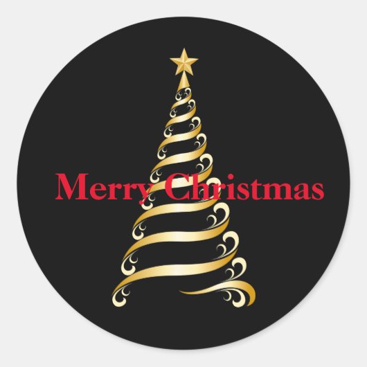 Vakantiestikkers Merry kerstboom Ronde Sticker (Voorkant)