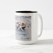 Vakantiestrand thema Mok met zeester en Ornament (Voorkant rechts)