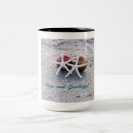 Vakantiestrand thema Mok met zeester en Ornament