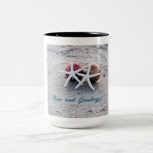 Vakantiestrand thema Mok met zeester en Ornament (Center)