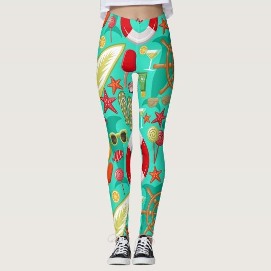 vakantiestranspatroon leggings (Voorkant)