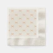 Vakantietafeldecor | Gold Bow Pastel Beige Servet (Voorkant)