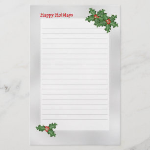 Vakantiethema, Green Holly Lined Schrijfpapier Briefpapier